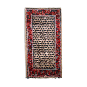 Vintage Indian Carpet Seraband handmade 65cm x 125cm 1970s, 1C801