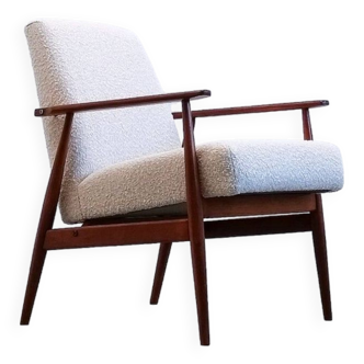 1960 Henryk Lis Mid Century Armchair in Ivory Buckle