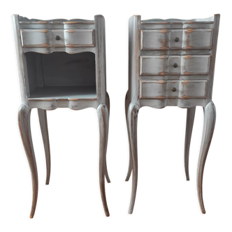 Pair of patinated bedside tables