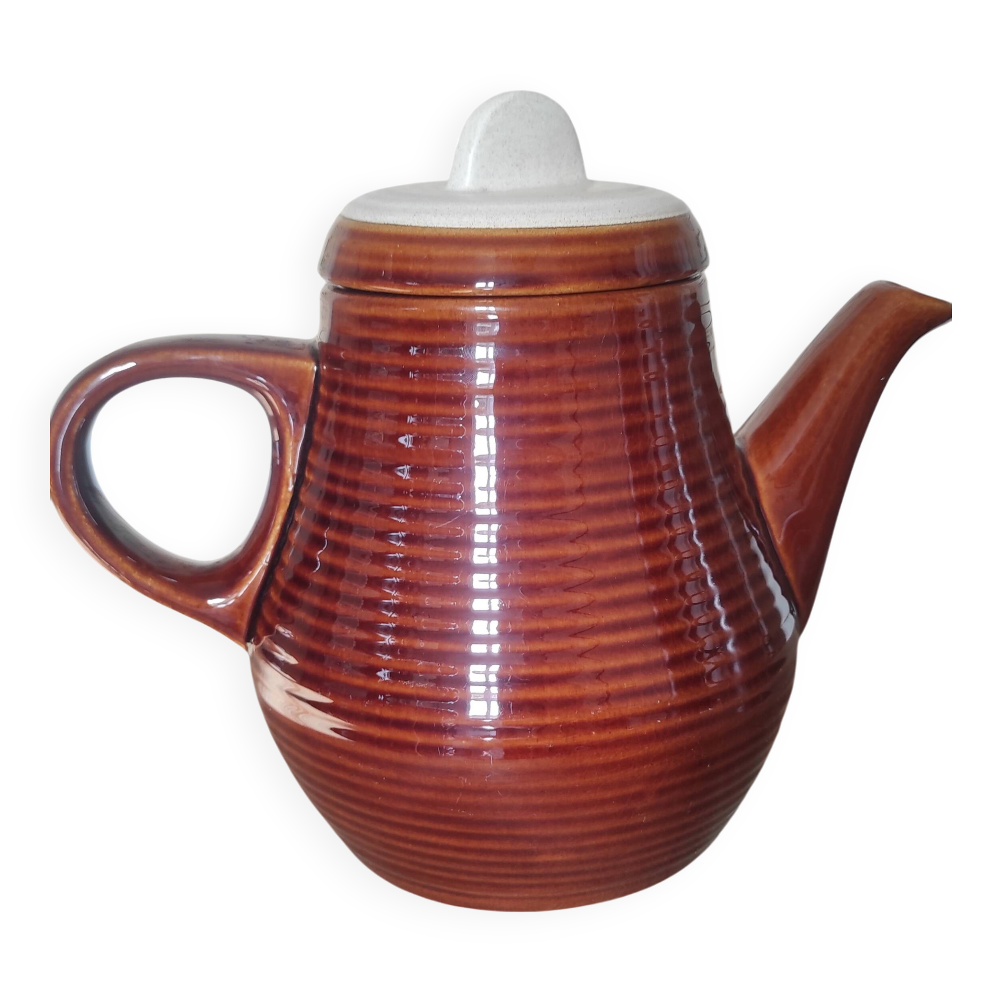 Vintage Striped Stoneware Teapot