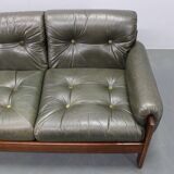Mid-century Czechoslovak green leather sofa, 1970s