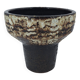 Modernist brutalist standing vase chamotte stoneware shaded brown, ocher, ivory Scandinavian design 1970