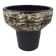 Modernist brutalist standing vase chamotte stoneware shaded brown, ocher, ivory Scandinavian design 1970