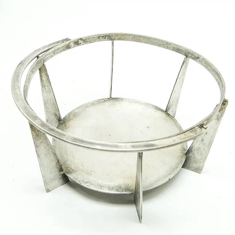 Postmodernist sugar bowl, glass, silver-plated brass, Poland, 1970s