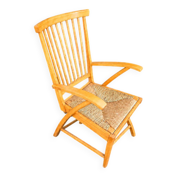 Vintage mid-century Dutch wooden spindle lounge chair by Vero Stoel / 1920s
