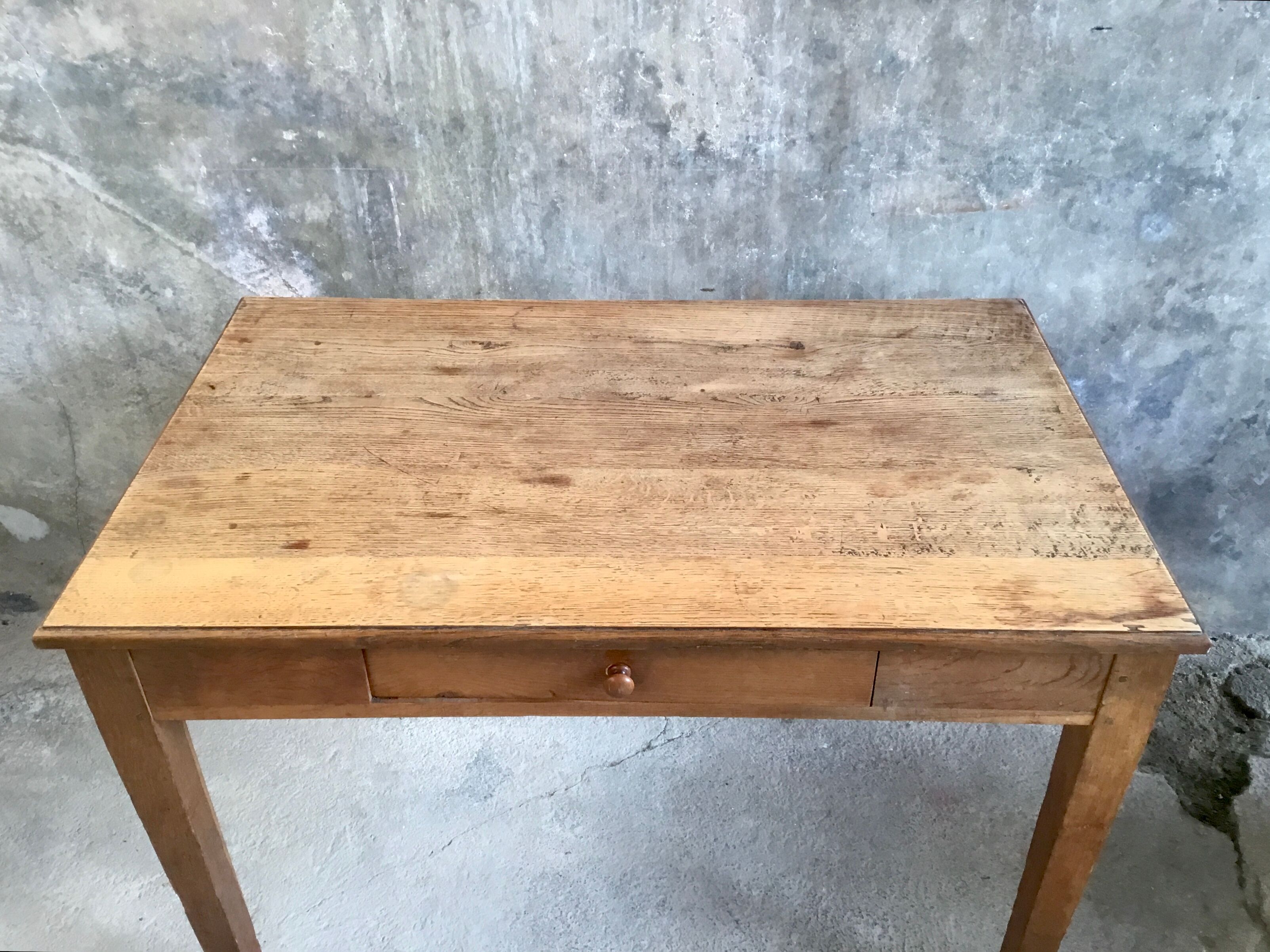 Small oak farmhouse table with large drawer - 110 cm