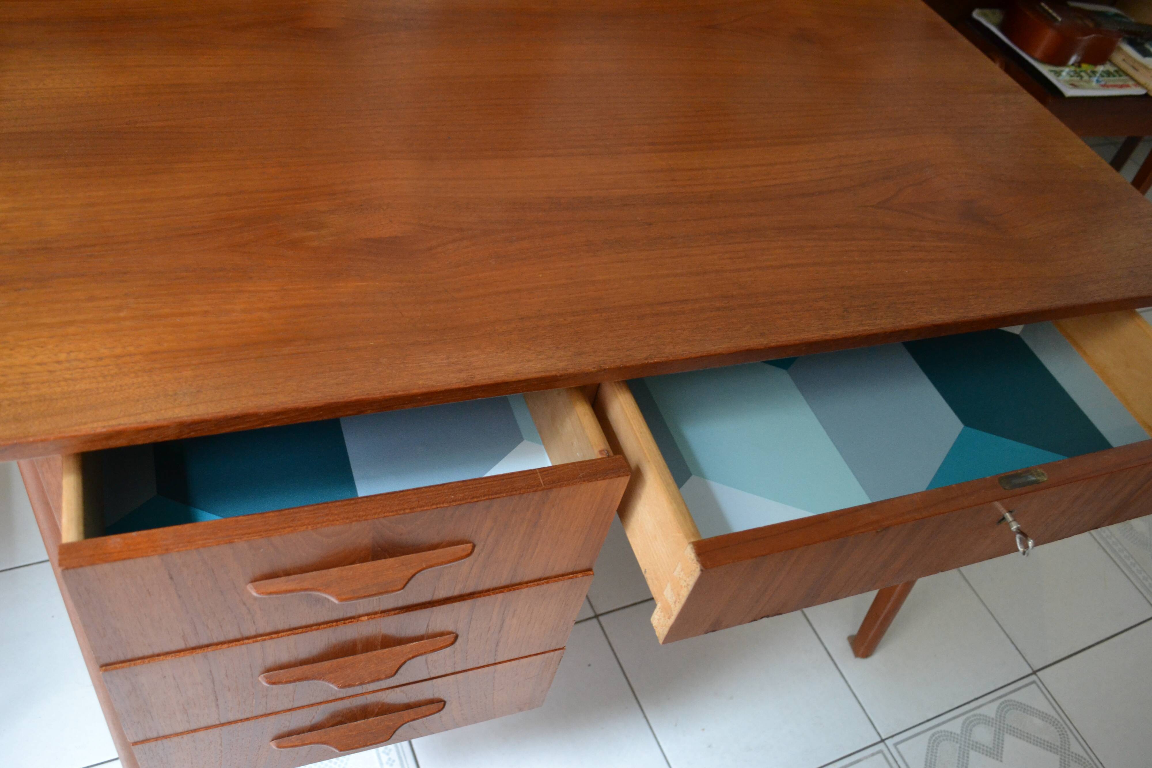 Scandinavian office 60s teak foot compass