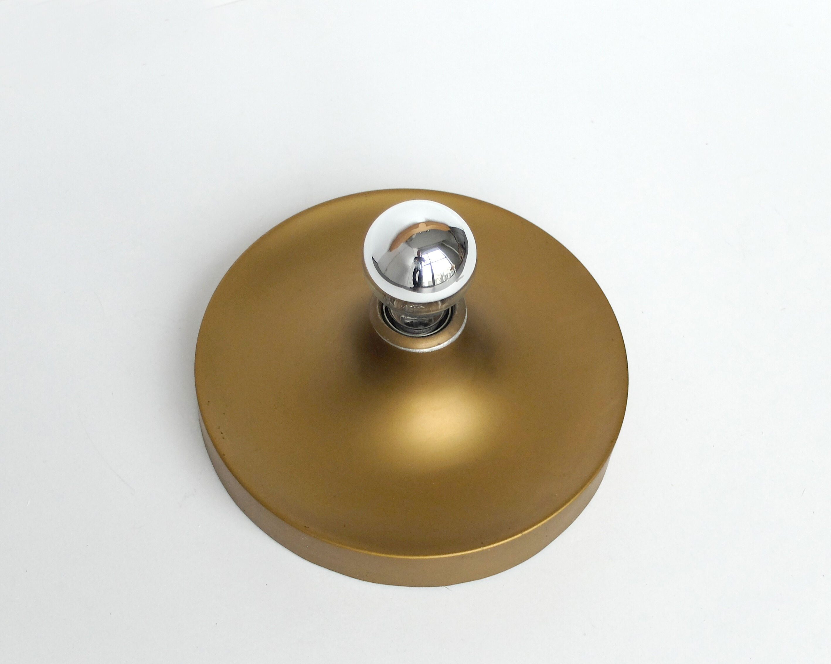 Wall lamp space age golden matte, Flush Light Gold, Germany 1960-70