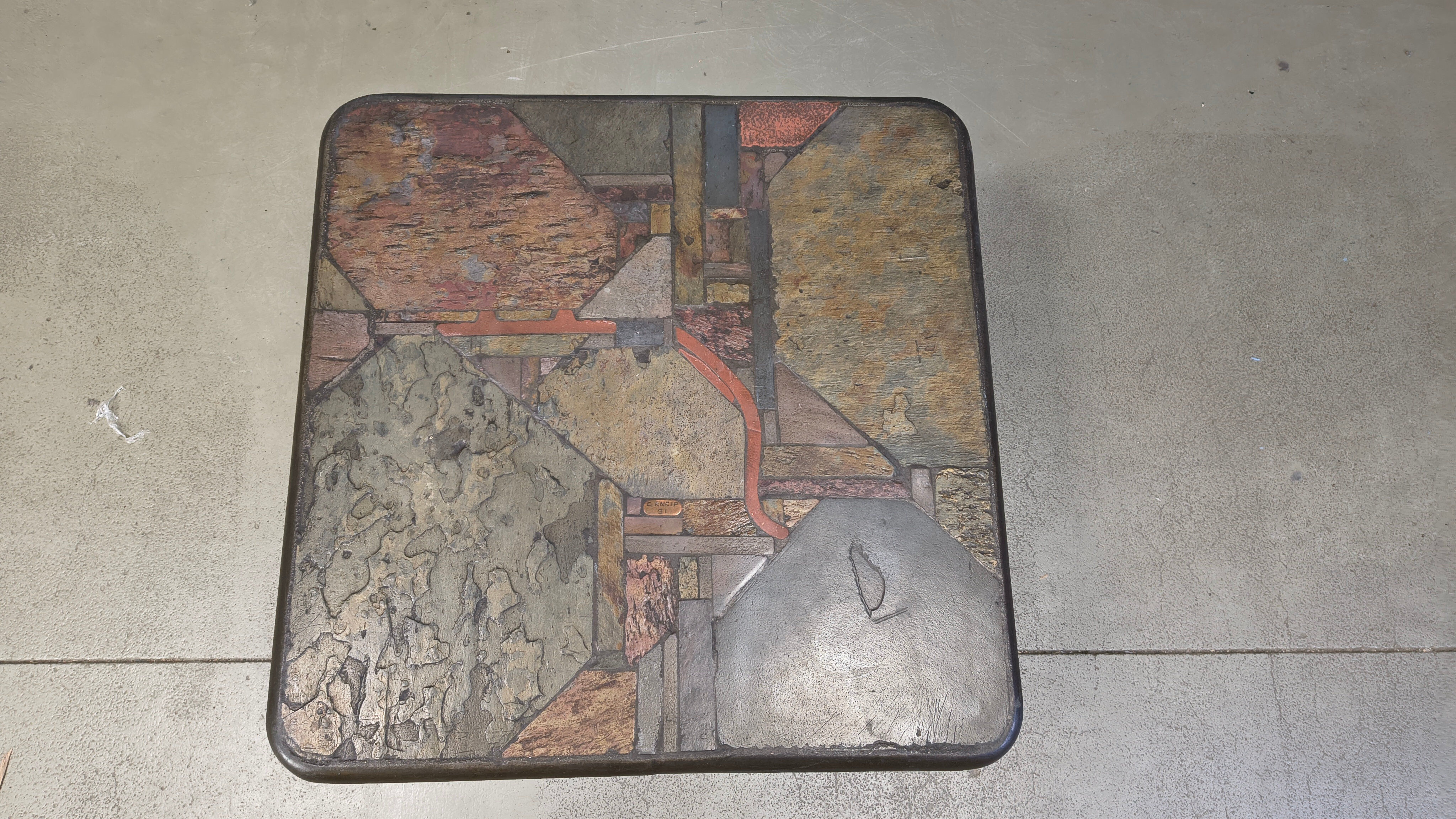 Brutalist side table by C. Kneip, 1991