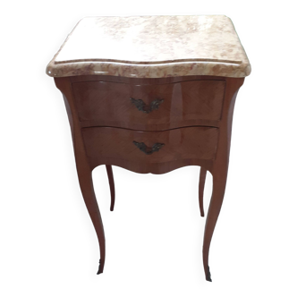 Rosewood nightstand. Marble top. 2 Drawers.