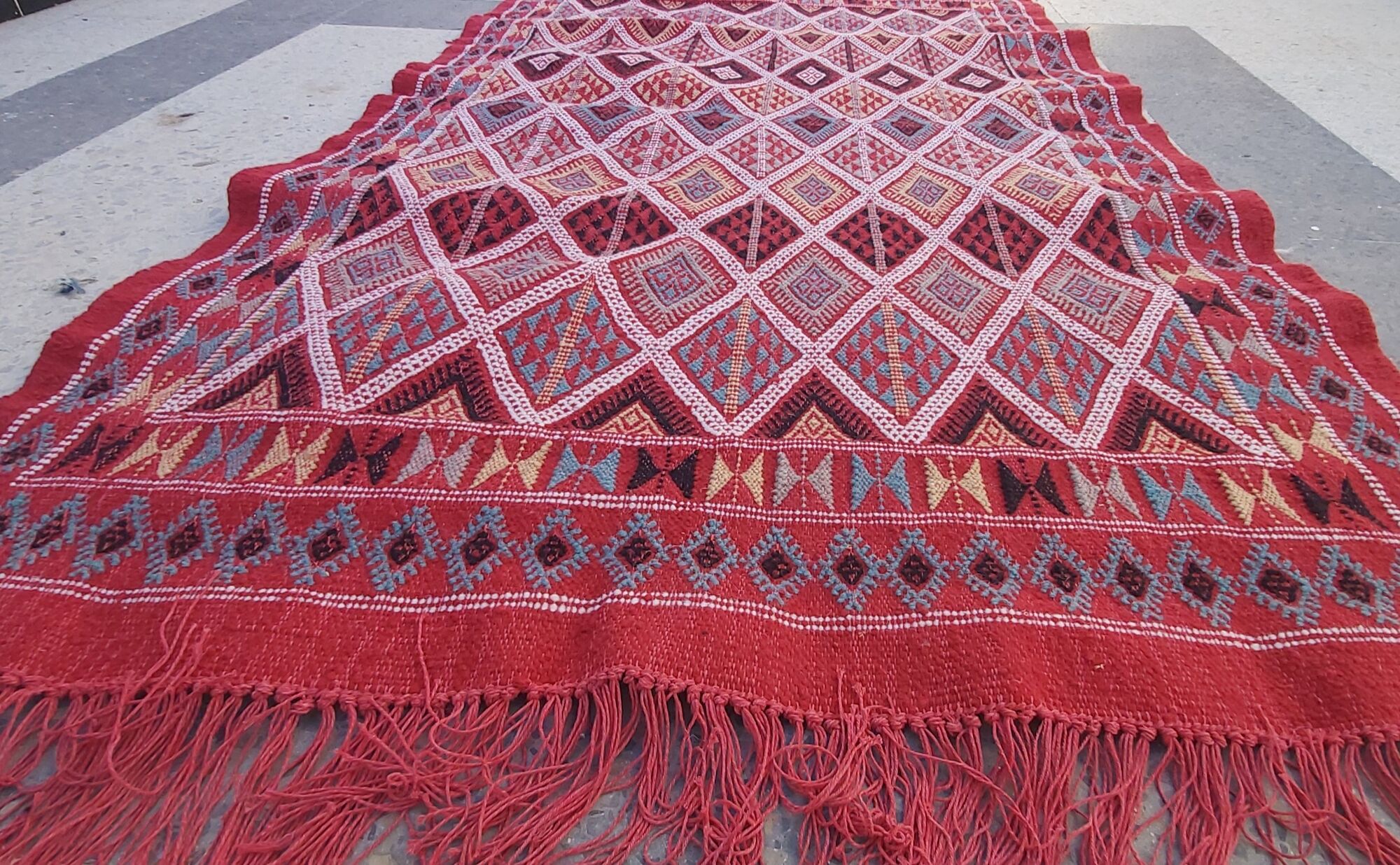 Traditional handmade red kilim rug 187-114cm