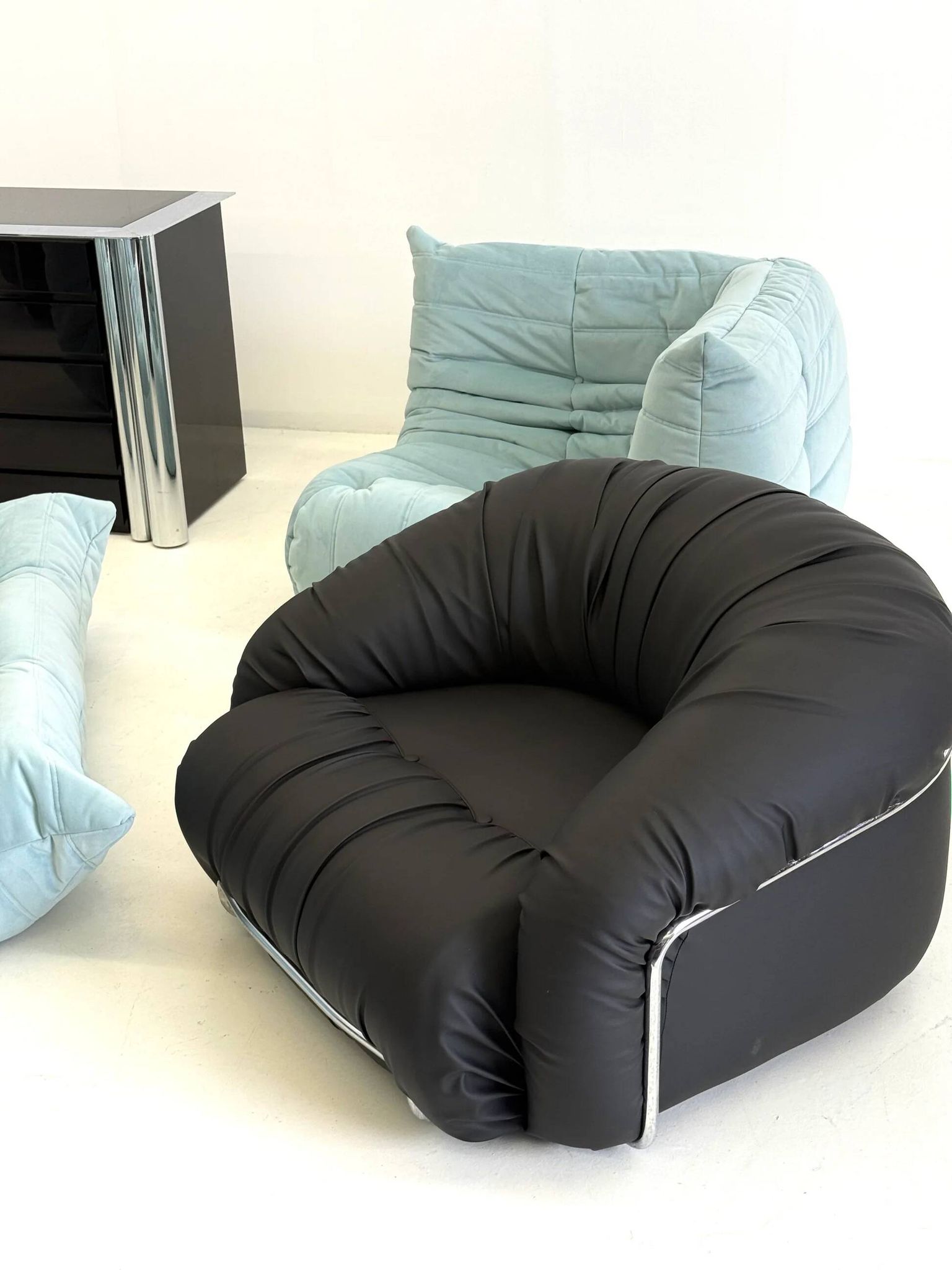 Italian Space Age armchairs in black