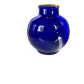 Vintage cobalt blue glazed round vase
