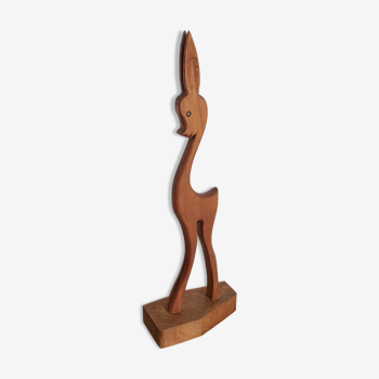 Statuette vintage en bois faon biche stylisé