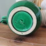 Pitcher signed Cerenne Vallauris in green ceramics