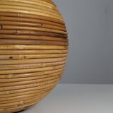 Lampe de table sphère en rotin de style Gabriella Crespi, années 1970