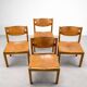Set of 4 chairs from the 1960s in elm and patinated leather.