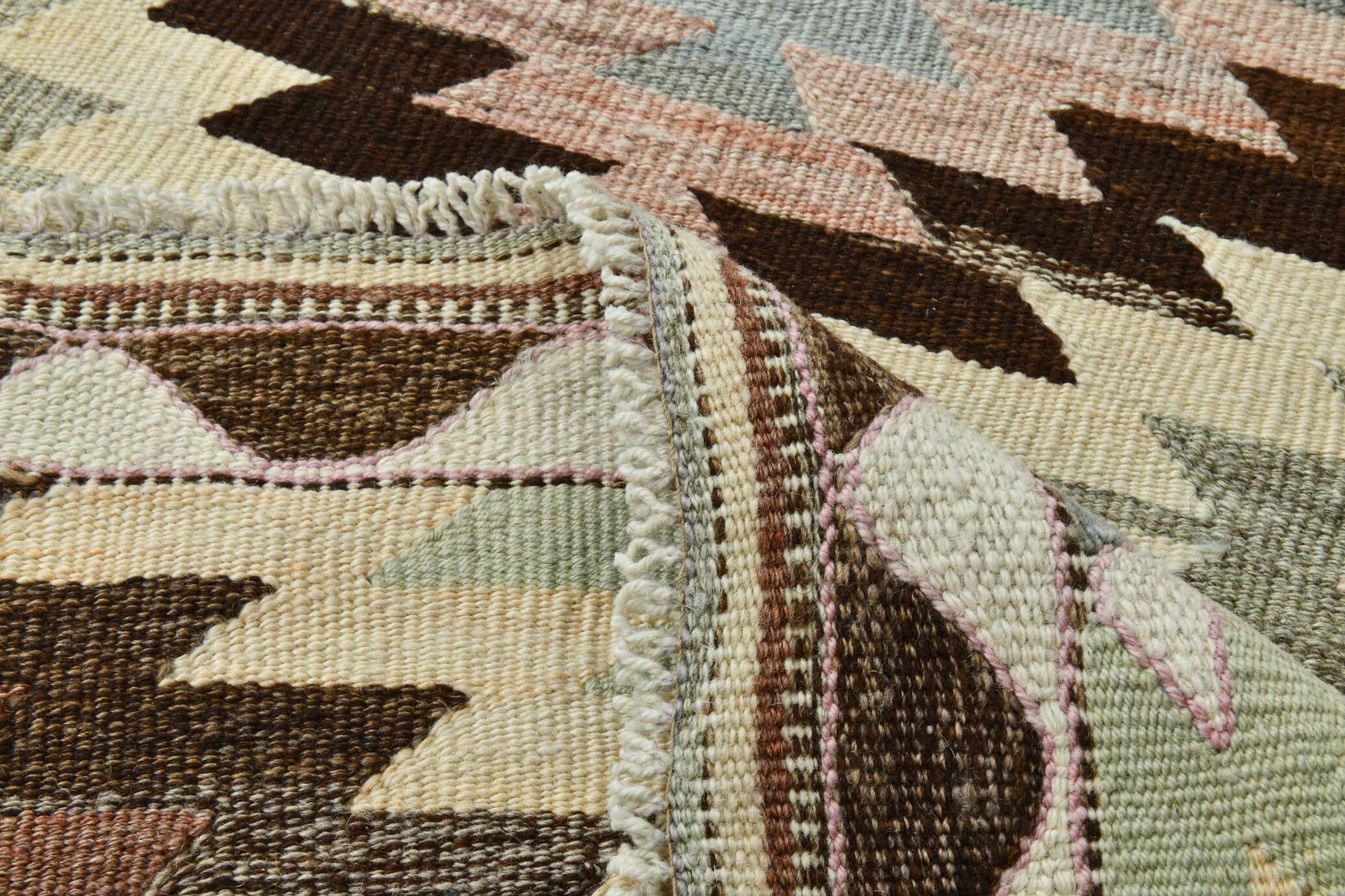3x10 Cream & Brown Vintage Kilim Runner Rug, 81x306Cm