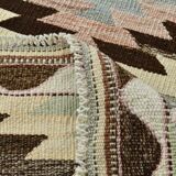 3x10 Cream & Brown Vintage Kilim Runner Rug, 81x306Cm