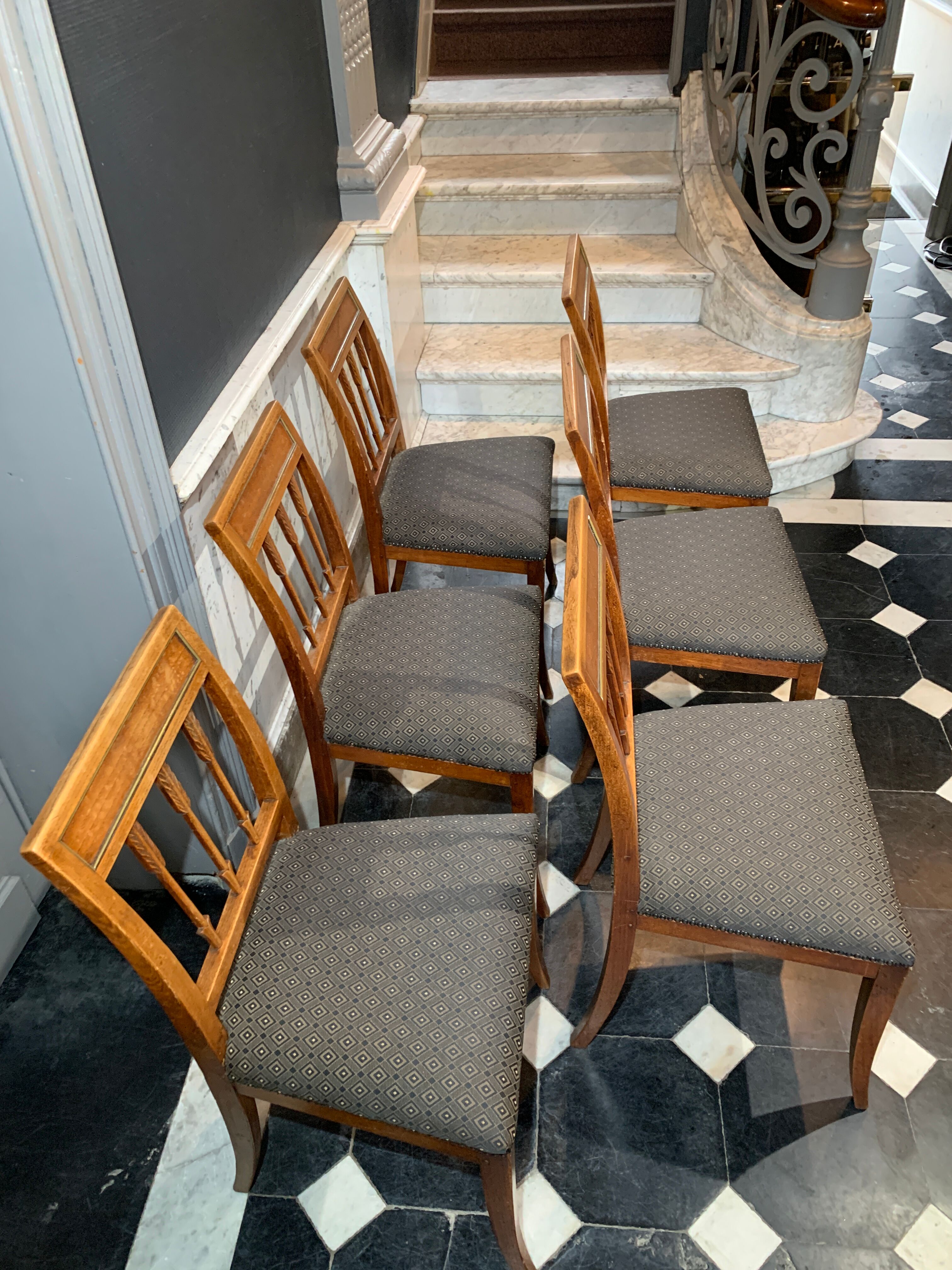Series of 6 chairs at the etruscan directoire d'epoque in mahogany, 1800