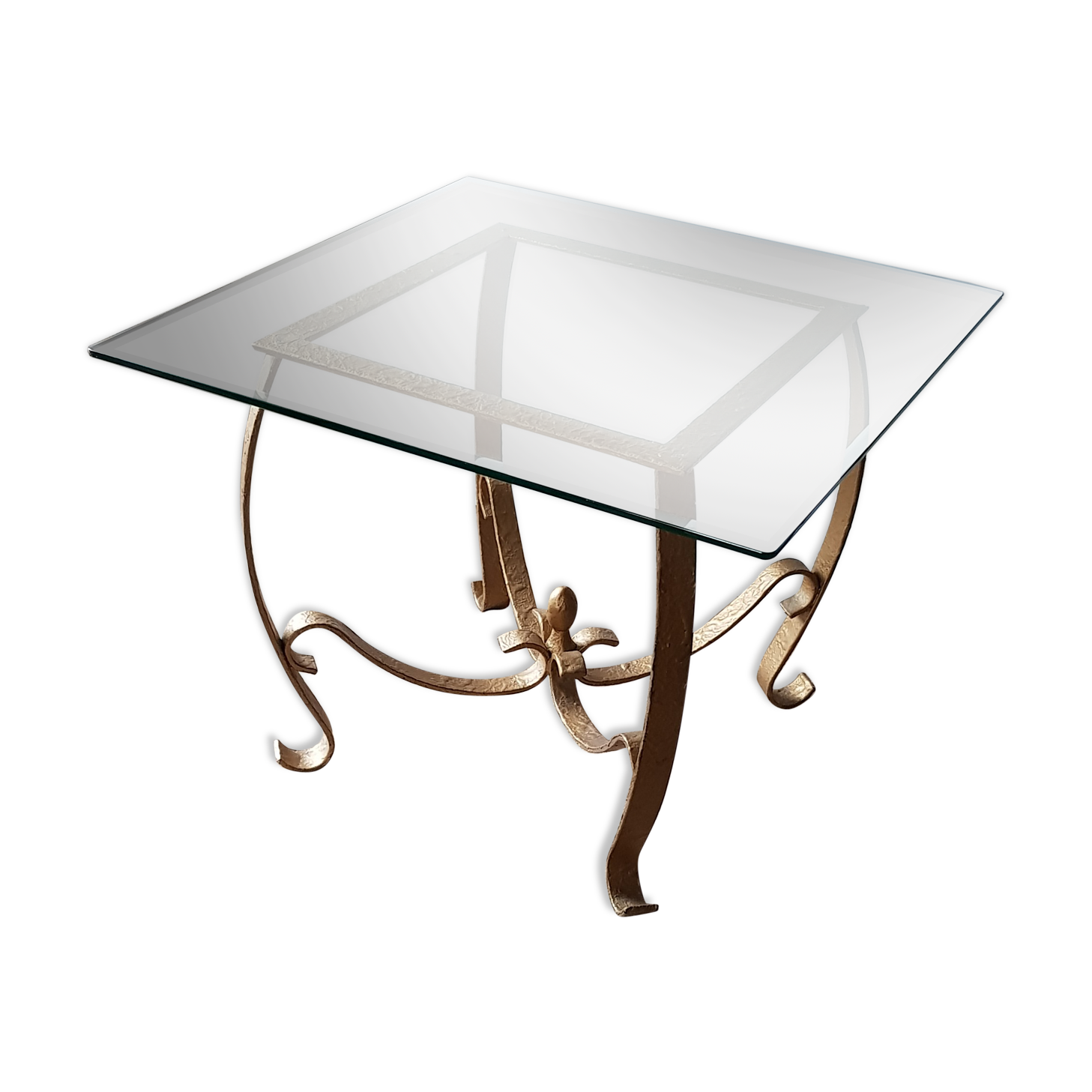 Gold iron and glass coffee table