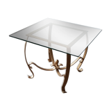 Gold iron and glass coffee table