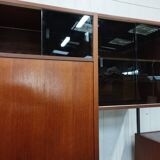 Scandinavian modular shelf bookcase in teak and black metal