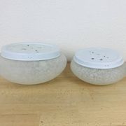 Pair of speckled glass ball wall lights from Vianne, half sphere
