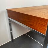 Scandinavian teak coffee table vintage chrome legs 1960