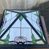 Abat-Jour Plafonnier Carré Type Tiffany – Vitraux Floraux style Art Nouveau