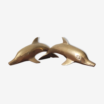 Couple de dauphins en laiton