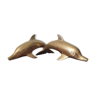 Couple de dauphins en laiton