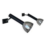 Pair of vintage wall lights, chrome and matte black metal, France 1960