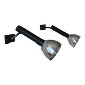 Pair of vintage wall lights, chrome and matte black metal, France 1960