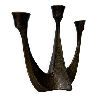 Brutalist bronze candle stick by Horst Dalbeck , 1970s Germany