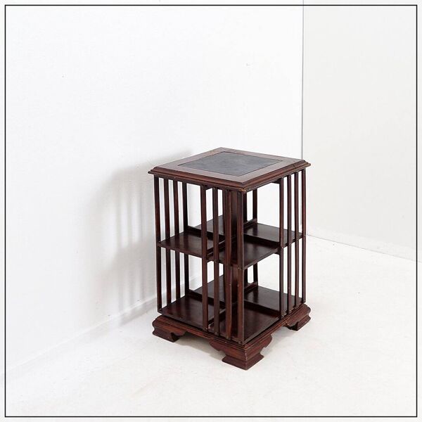 Table d'appoint en bois dur et bibliothèque tournante Vintage Sheraton Revival