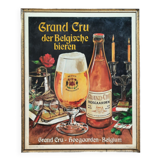Ancienne plaque en tôle "Bière Hoegaarden grand cru" 33x40cm 60's