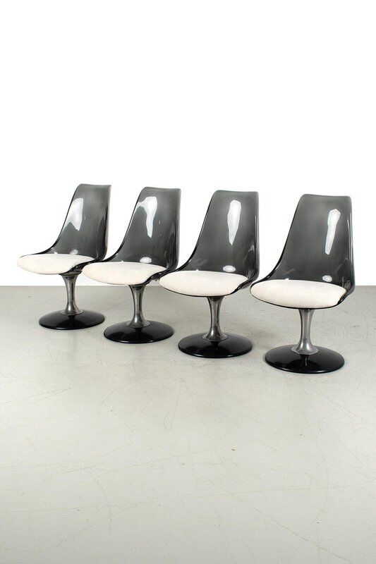 Chaises Tulipe en acrylique par Chromcraft, ensemble de 4