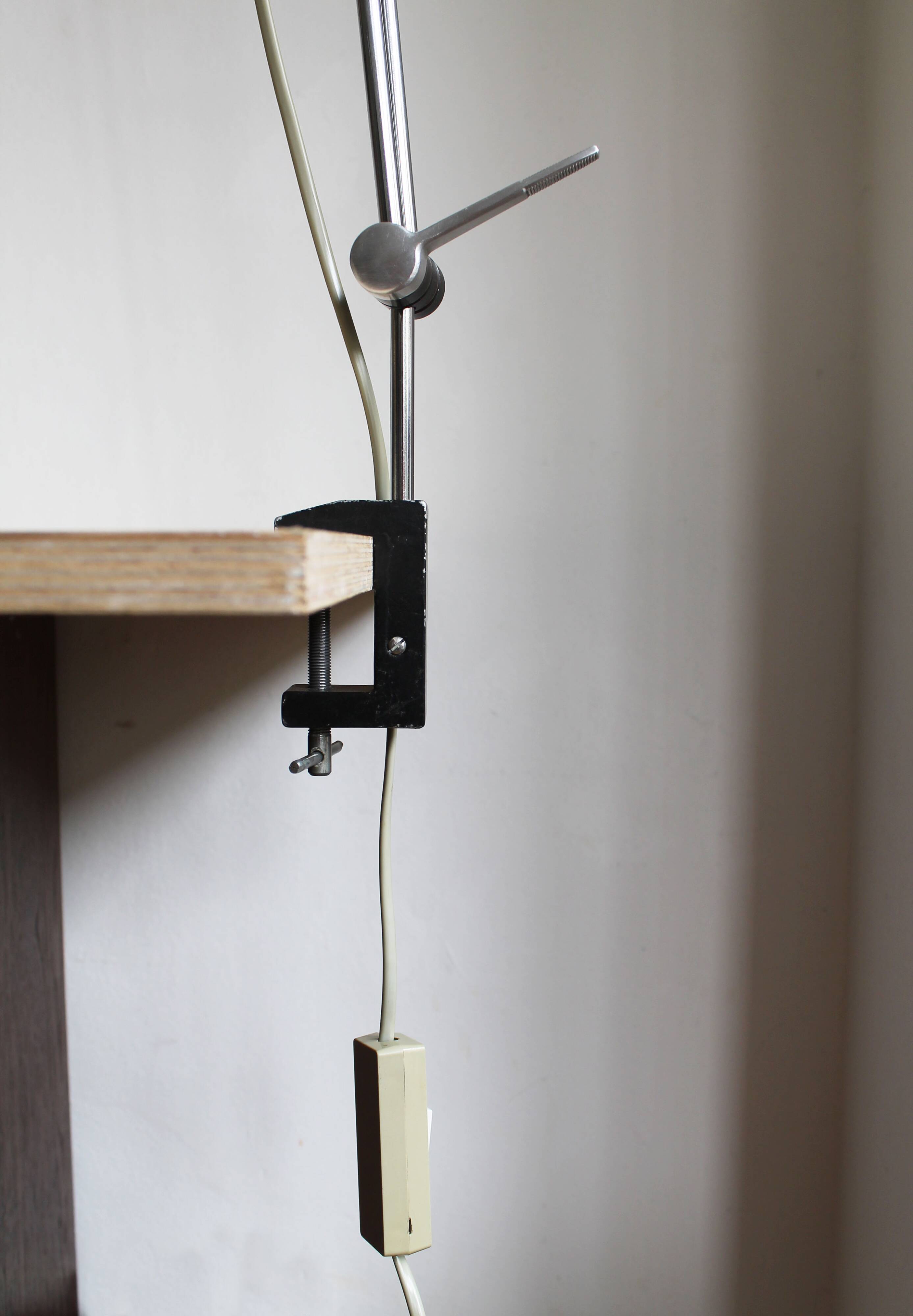 1970s Czechoslovak Orange Clamp Lamp by NAPAKO
