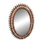 Specchio ovale convesso in bambù di Olaf von Bohr per Bonacina 1960