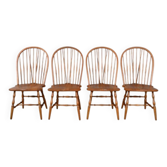 Set of 4 Windsor Chairs in Beech, England – Early 20th Century