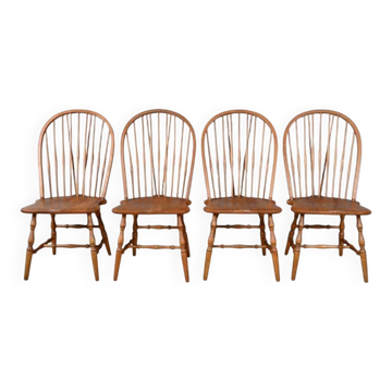 4 Chaises Windsor en hêtre, Angleterre début XXe