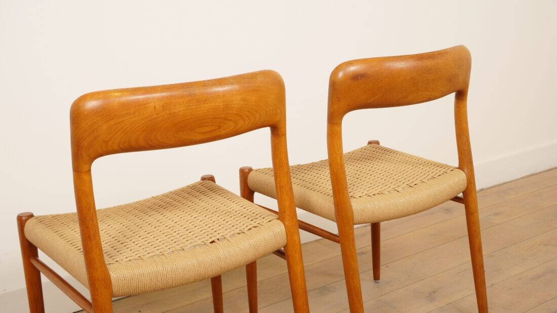 2 x vintage dining chairs | Niels Otto Møller | Model 75 | Teak