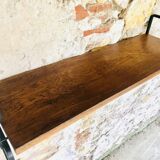 Vintage metal and wood wall shelf, Scandinavian circa 60