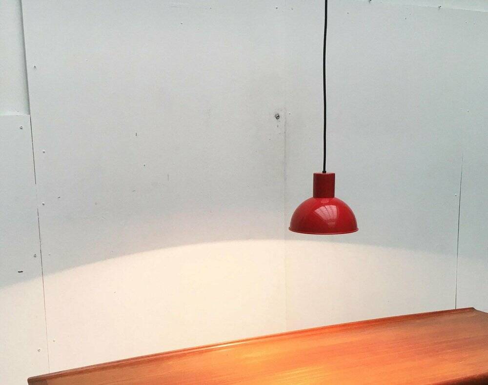 Mini bunker metal pendant lamp from the mid-century by Johannes Hammerborg for Fog & Mørup, 1970s.