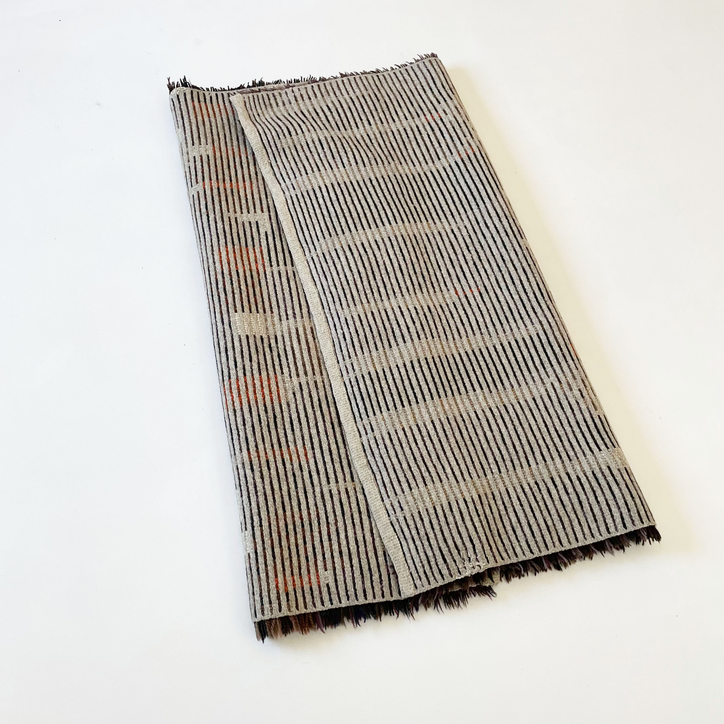 Original Abstract Scandinavian High Pile Abstract Rya Rug Carpet, Finland, 1960s