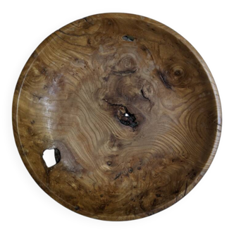Olive wood cup, old flat, handcrafted, slow, country decoration