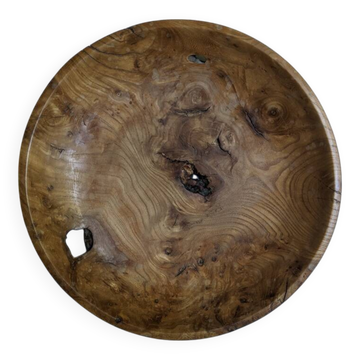 Olive wood cup, old flat, handcrafted, slow, country decoration