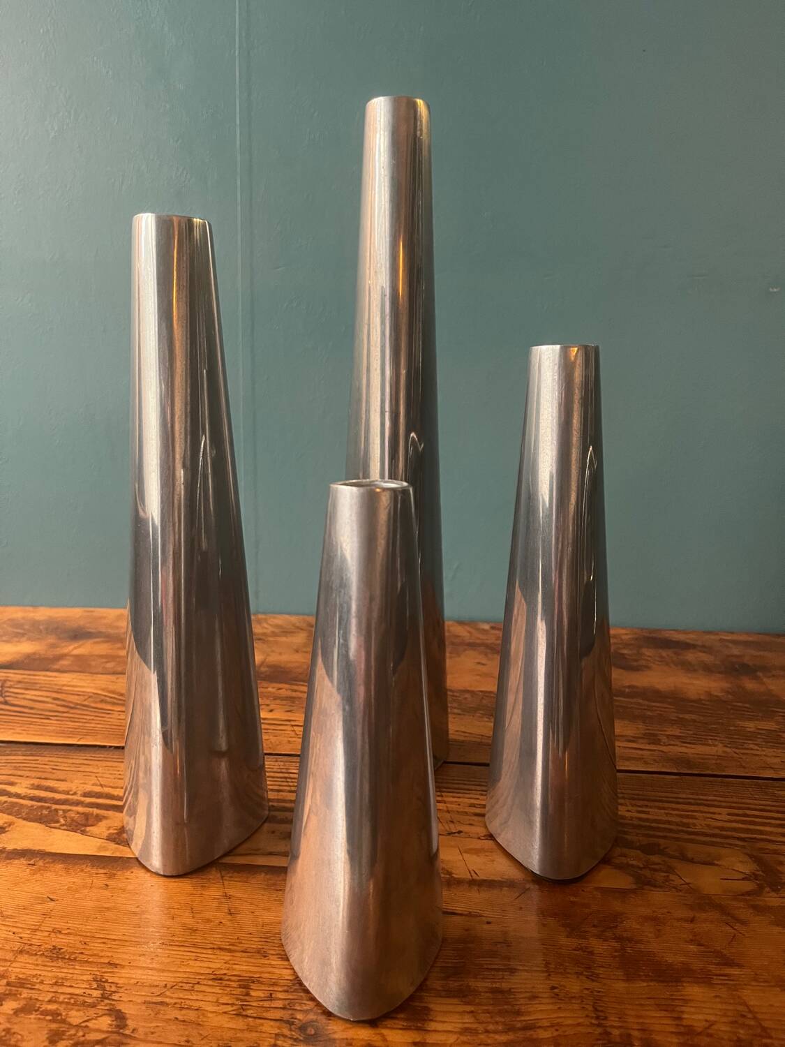 Set of 4 vintage aluminum candle holders from Ikea 1990