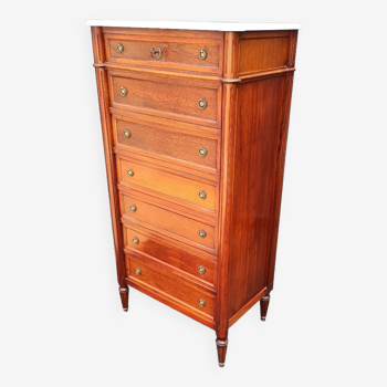 Louis XVI marble top chest of drawers